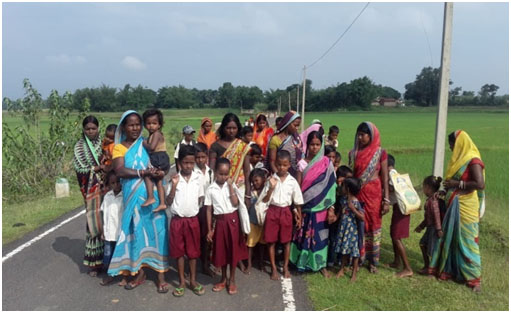 Women taking their children to school