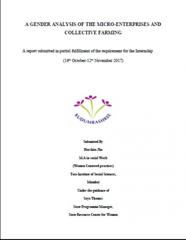 Internship Report (Gender Analysis of ME &amp; Collective Farming)